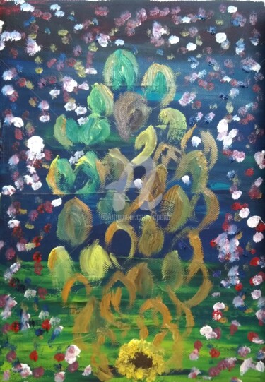 Painting titled "Sunflowers - Inspir…" by Colette Pennarun, Original Artwork, Oil