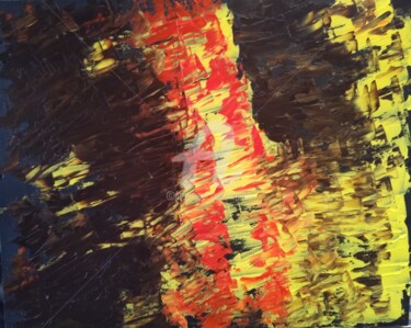 Painting titled "Eruption Solaire -…" by Colette Pennarun, Original Artwork, Oil