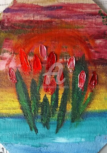Peinture intitulée "Unknown Flowers" par Colette Pennarun, Œuvre d'art originale, Huile
