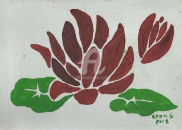 Peinture intitulée "Lotus stylisé" par Colette Pennarun, Œuvre d'art originale, Huile