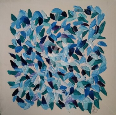 Peinture intitulée "Pétales Bleues Epar…" par Colette Pennarun, Œuvre d'art originale, Huile