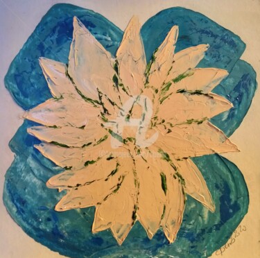 Peinture intitulée "Lotus Stylisé 2" par Colette Pennarun, Œuvre d'art originale, Huile