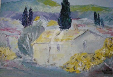Peinture intitulée "Paysage Provençal (…" par Colette Pennarun, Œuvre d'art originale, Huile
