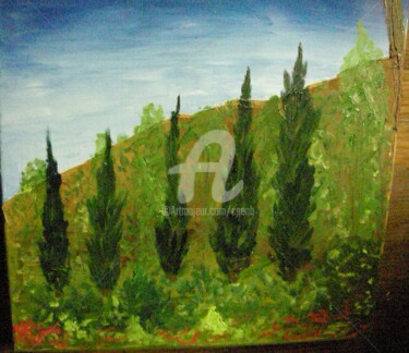 Peinture intitulée "Abruzzo - Ifs" par Colette Pennarun, Œuvre d'art originale, Huile