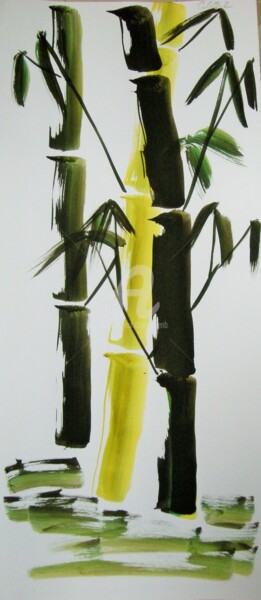 Dessin intitulée "Bambous -  n°6" par Colette Pennarun, Œuvre d'art originale, Encre