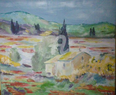 Painting titled "Paysage Provençal n…" by Colette Pennarun, Original Artwork, Oil