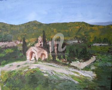 Painting titled "Eygalières - Sainte…" by Colette Pennarun, Original Artwork, Oil Mounted on Wood Stretcher frame