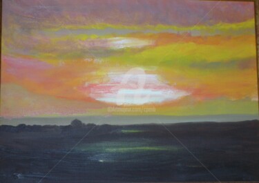 Schilderij getiteld "Sunset over the Oce…" door Colette Pennarun, Origineel Kunstwerk, Olie
