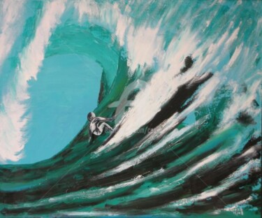 Painting titled "Vague et Surf (vagu…" by Colette Pennarun, Original Artwork