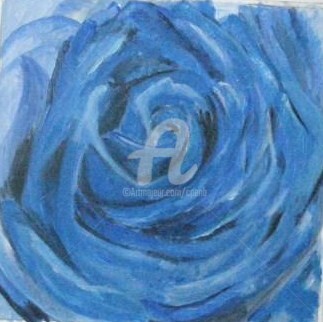 Painting titled "Rose bleue n° 1 - (…" by Colette Pennarun, Original Artwork