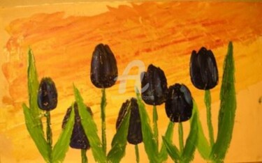 Painting titled "Tulipes noires - 231" by Colette Pennarun, Original Artwork