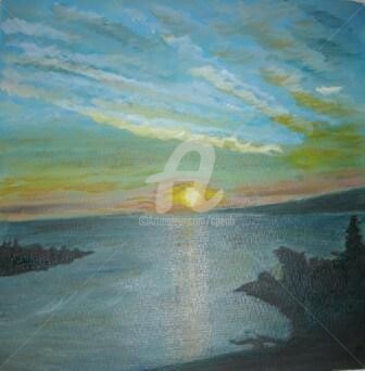 Schilderij getiteld "Lever de Soleil sur…" door Colette Pennarun, Origineel Kunstwerk, Olie