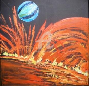 Peinture intitulée "Exoplanet Tau Booti…" par Colette Pennarun, Œuvre d'art originale, Huile