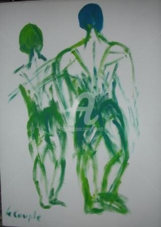 Painting titled "Le Couple - 380" by Colette Pennarun, Original Artwork, Oil