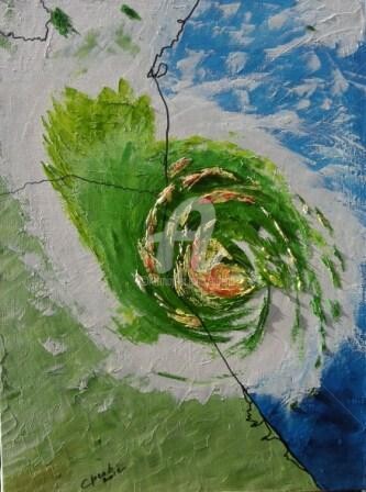 Painting titled "Humberto  Hurricane…" by Colette Pennarun, Original Artwork, Oil