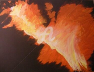 Peinture intitulée "L'Etna se réveille…" par Colette Pennarun, Œuvre d'art originale, Huile