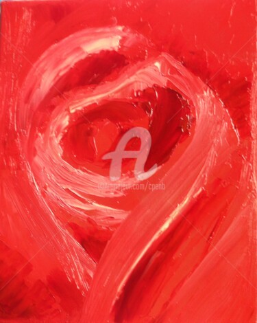 Peinture intitulée "Coeur de Rose Rouge…" par Colette Pennarun, Œuvre d'art originale, Huile