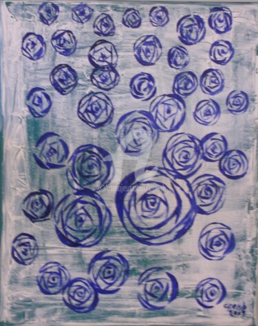 Peinture intitulée "Tapis de Roses n°1…" par Colette Pennarun, Œuvre d'art originale, Huile