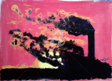 Peinture intitulée "Pollution - Simulat…" par Colette Pennarun, Œuvre d'art originale, Huile