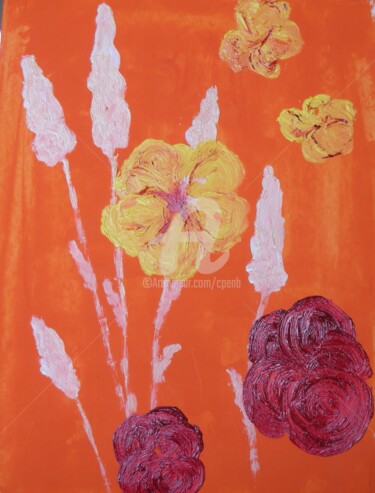 Painting titled "Composition florale…" by Colette Pennarun, Original Artwork, Oil