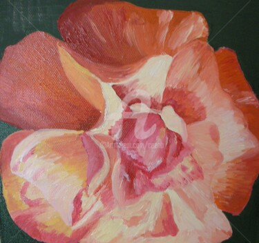 Painting titled "Rose rose n°3 - 028…" by Colette Pennarun, Original Artwork, Oil