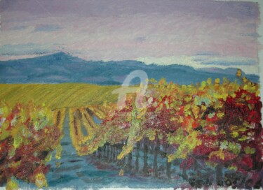 Peinture intitulée "Napa Valley Vineyar…" par Colette Pennarun, Œuvre d'art originale, Huile