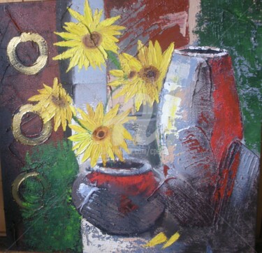 Painting titled "Tournesols - Sunflo…" by Colette Pennarun, Original Artwork