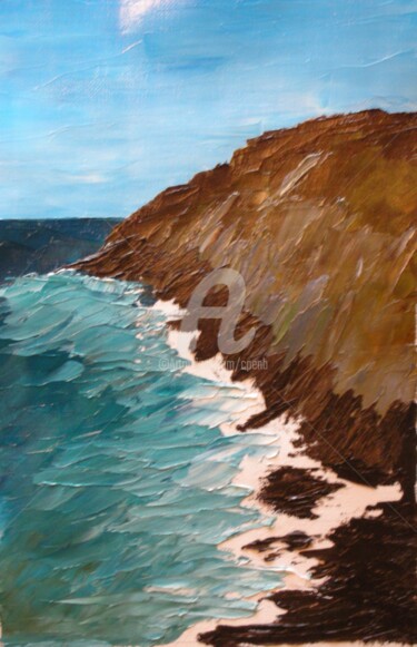 Painting titled "Bretagne - Côte roc…" by Colette Pennarun, Original Artwork, Oil