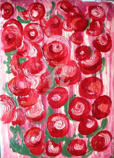 Schilderij getiteld "Tapis de roses - In…" door Colette Pennarun, Origineel Kunstwerk, Olie