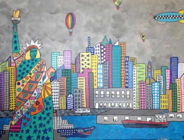 Peinture intitulée "New York" par Corinne Pirault, Œuvre d'art originale, Acrylique