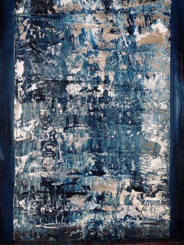 Painting titled "silverblue#artistsu…" by Christine Pizzorni, Original Artwork, Oil Mounted on Wood Stretcher frame