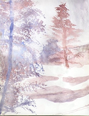 Peinture intitulée "paysage de neige" par Claire Paul, Œuvre d'art originale