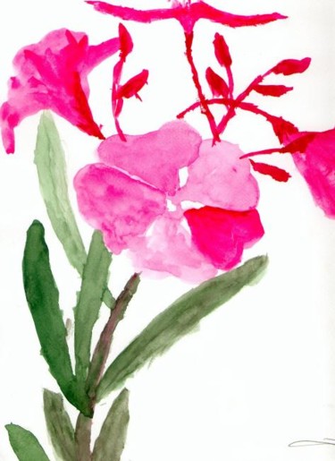 Peinture intitulée "Fleur de Laurier 2" par Claire Paul, Œuvre d'art originale