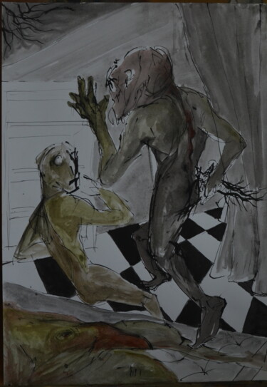 Malerei mit dem Titel "Murder express" von Cpus, Original-Kunstwerk, Aquarell