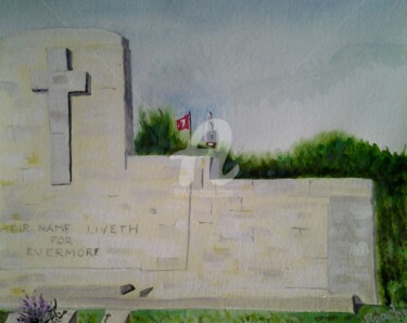 Painting titled "Quinn's Post with T…" by Roachie - The Gallipoli Artist, Original Artwork, Acrylic