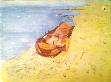 Painting titled "The timeless shipwr…" by Roachie - The Gallipoli Artist, Original Artwork, Acrylic