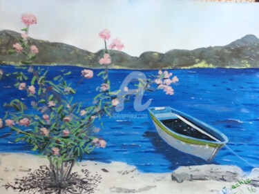 Painting titled "Jasmin's boat and o…" by Roachie - The Gallipoli Artist, Original Artwork, Acrylic