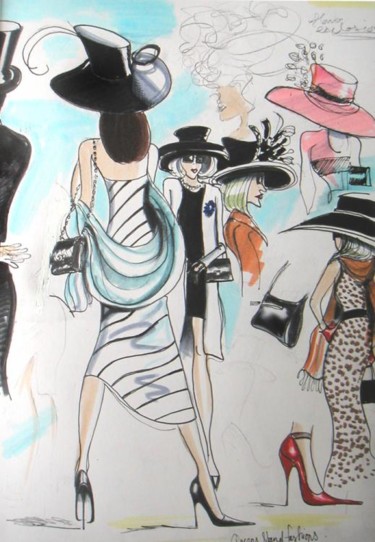 Painting titled "Derby Fashions at Q…" by Jefferson Zipp, Original Artwork