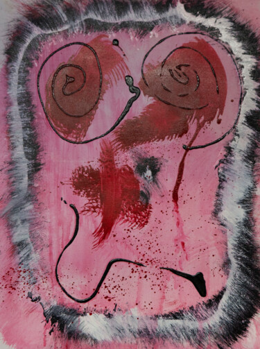 Schilderij getiteld "Macaca hypno (pleur…" door Crakerblackblack, Origineel Kunstwerk, Acryl