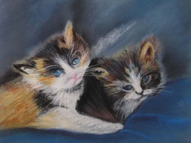 Peinture intitulée "chatons.JPG" par Jeannine Piedfort, Œuvre d'art originale