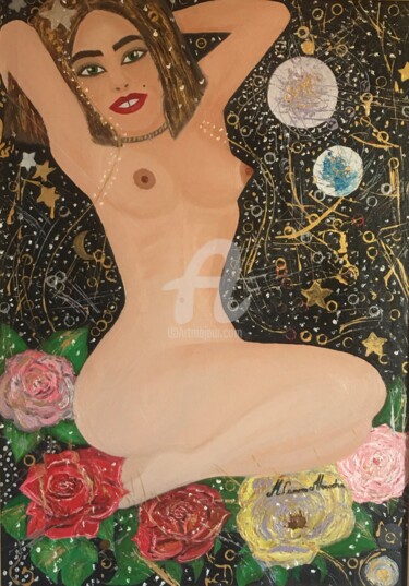 Painting titled "Queen of hearts" by Carmen Alexandra Mocioaca, Original Artwork, Oil