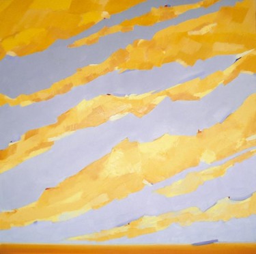 Painting titled "Nuage d'Or" by Alain Lecarpentier, Original Artwork, Oil Mounted on Wood Stretcher frame