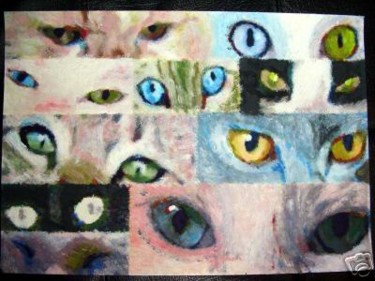 Peinture intitulée "Cat's eyes" par Crealys, Œuvre d'art originale
