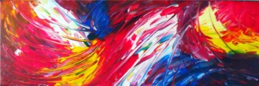 Painting titled "Plumes" by Crealys, Original Artwork, Oil