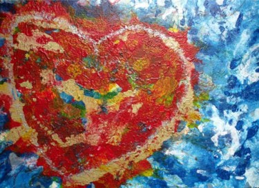 Peinture intitulée "Flammes de coeur" par Crealys, Œuvre d'art originale, Acrylique