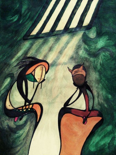 Painting titled "Cuento africano (La…" by Obeo, Original Artwork, Acrylic