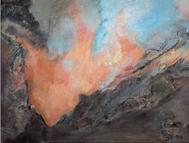 Peinture intitulée "Volcan" par Annie Ducreux, Œuvre d'art originale, Huile