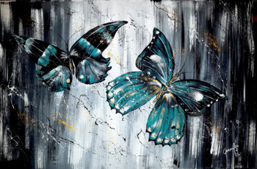 Painting titled "Butterfly" by Jennifer Létourneau, Original Artwork, Acrylic Mounted on Wood Stretcher frame