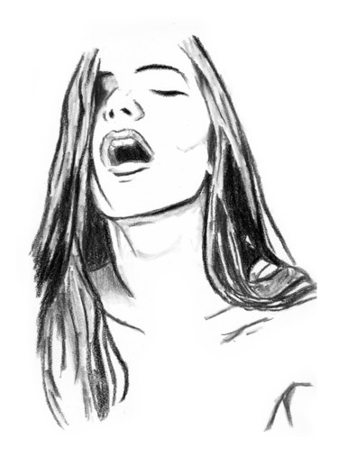 Drawing titled "moaning-female.jpg" by Creations Of A.R.T., Original Artwork, Charcoal