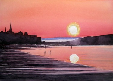 Painting titled "soleil-couchant.jpg" by Paul Giaume, Original Artwork, Watercolor